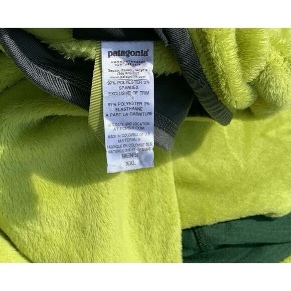 Patagonia R2 Bright Green Full Zip high pile FUZZY FLEECE Jacket Coat Men’s XXL - Picture 5 of 6
